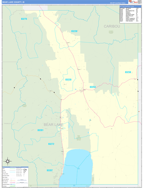 Bear Lake County, ID Zip Code Wall Map